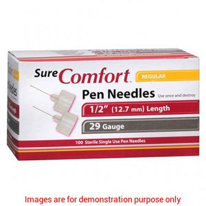 Sure Comfort Pen Needles, 29G, 1/2In (12Mm) Regular, Bx/100Allison Medical