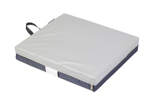 Gel "E" cushion top view showing the light-grey low-shear seating surface