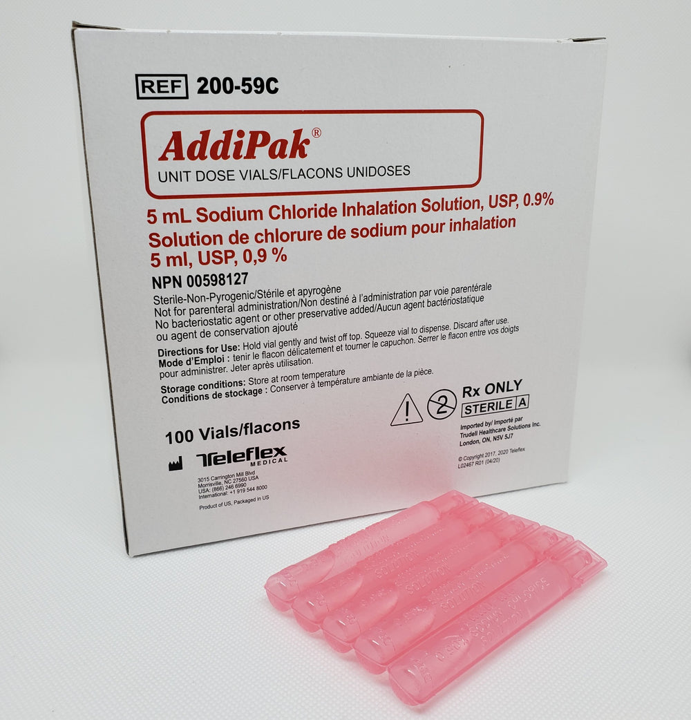 AddiPak Saline 0.9% — Preservative-Free 5mL Vials for Scleral Lenses (Box of 100)