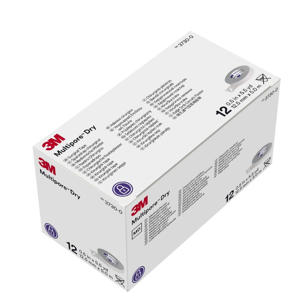 Multipore Dry Surgical Tape (1/2"X5M) Pique Hypoallergenic Elastic Stretch Non-Sterile Latex-Free