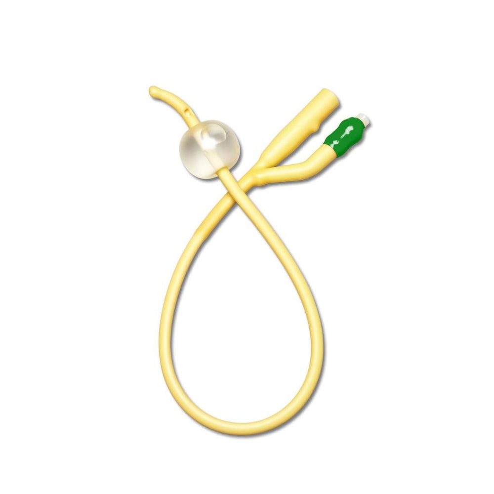 Medline 2-Way Silicone-Elastomer Coude Foley Catheter, 14 Fr, 5-10 mL Balloon, Sterile