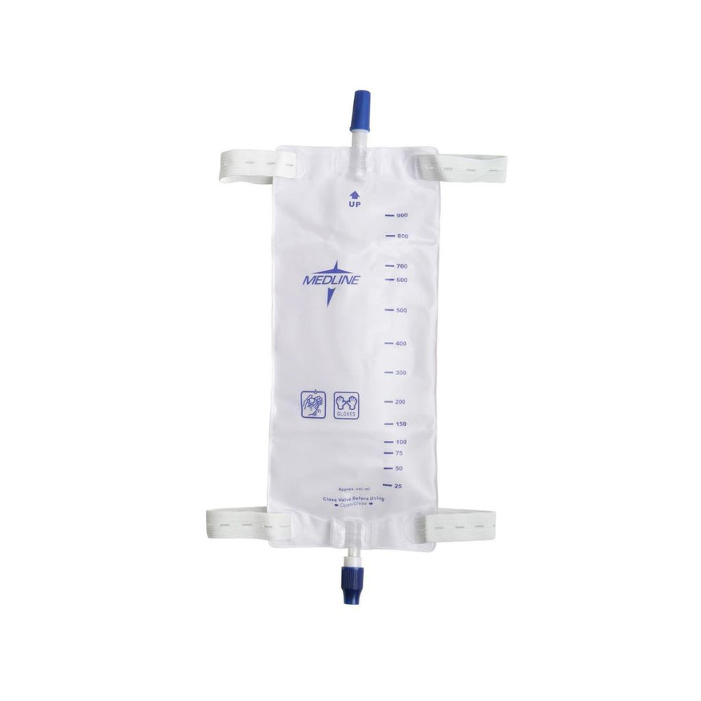 Medline Urinary Leg Bag, 32 oz / 946 mL, Latex-Free Straps, Anti-Reflux, Twist Drain