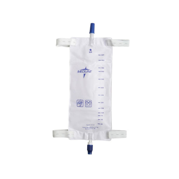 Medline Urinary Leg Bag, 32 oz / 946 mL, Latex-Free Straps, Anti-Reflux, Twist Drain