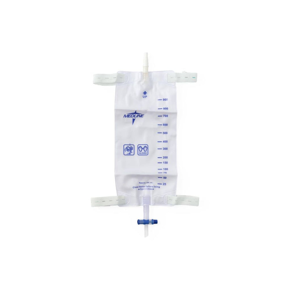 Medline Urinary Leg Bag with Comfort Straps and Slide-Tap Drain, 900 mL