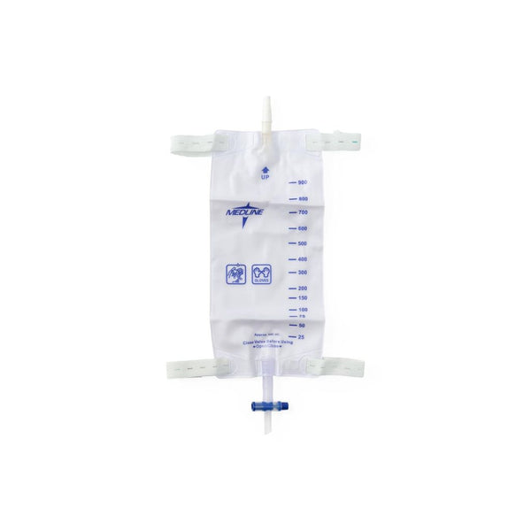 Medline Urinary Leg Bag with Comfort Straps and Slide-Tap Drain, 900 mL