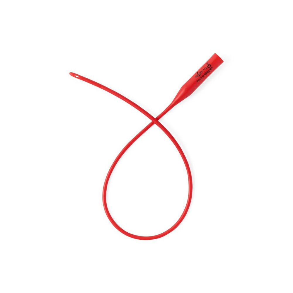 Medline Dynacath Red Rubber Latex Intermittent Catheter, 10 Fr, 16 in