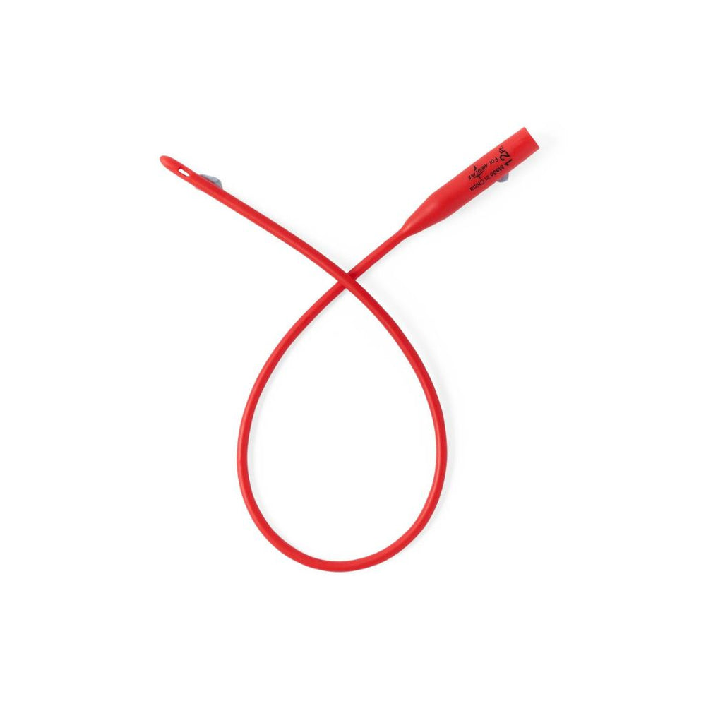 Medline Dynacath Red Rubber Latex Intermittent Catheter, 12 Fr, 16 in