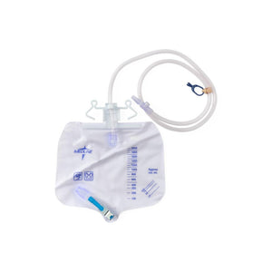 Medline Urinary Drainage Bag, 2000 mL, Metal Clamp Drain, Anti-Reflux Tower