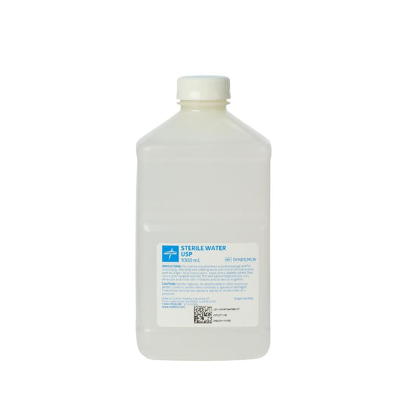 Medline Sterile Water for Irrigation, 1 Liter (1000 mL) Square Bottle