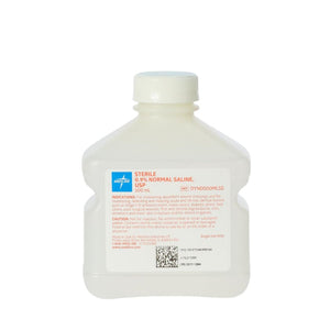 Medline Sterile 0.9% Normal Saline Solution for Irrigation, 500 mL Square Bottle - Case of 18