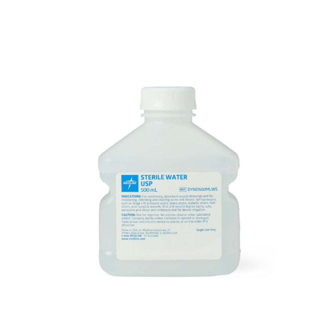 Medline Sterile Water for Irrigation, 500 mL Square Bottle - Case of 18