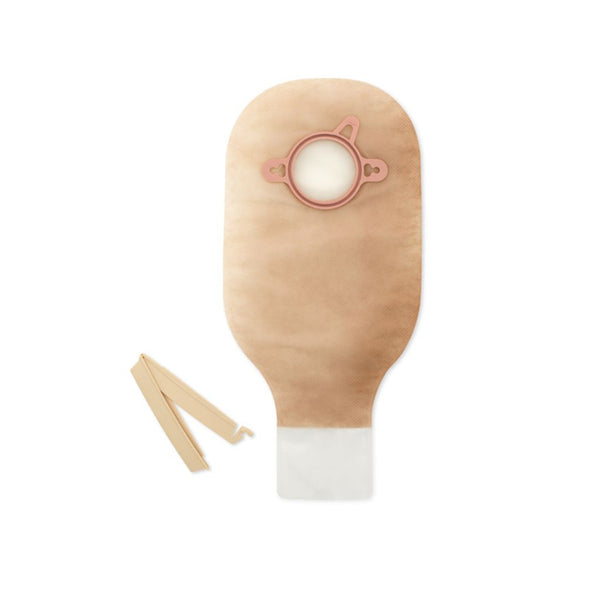 New Image Clamp Closure 12" Drainable Pouch Beige,No Filter 2-1/4" Flange