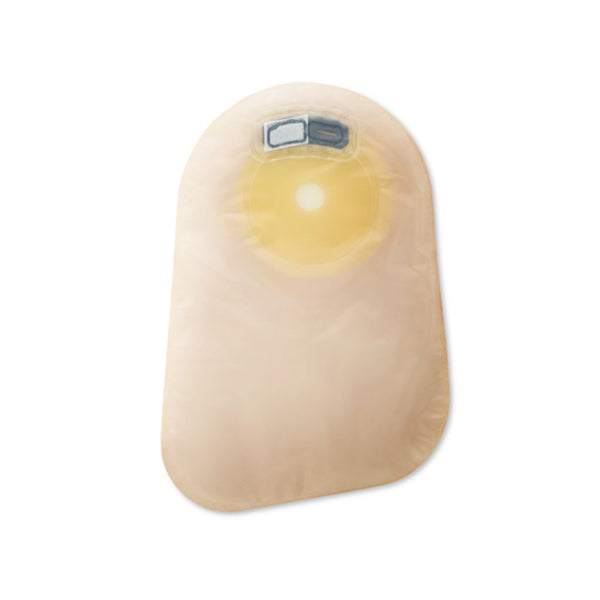 Premier one-piece flat skin barriers with 9" closed pouches, beige SoftFlex, and a filter