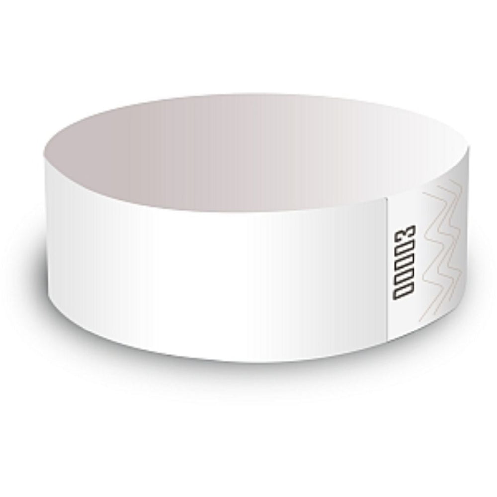 Tamper Resistant Adhesive Closure Id Bands, 1In X 10In, White