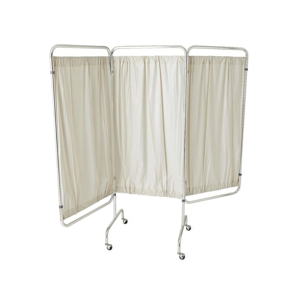 Medline 3-Panel Vinyl Privacy Screen, Flame-Retardant, with Casters