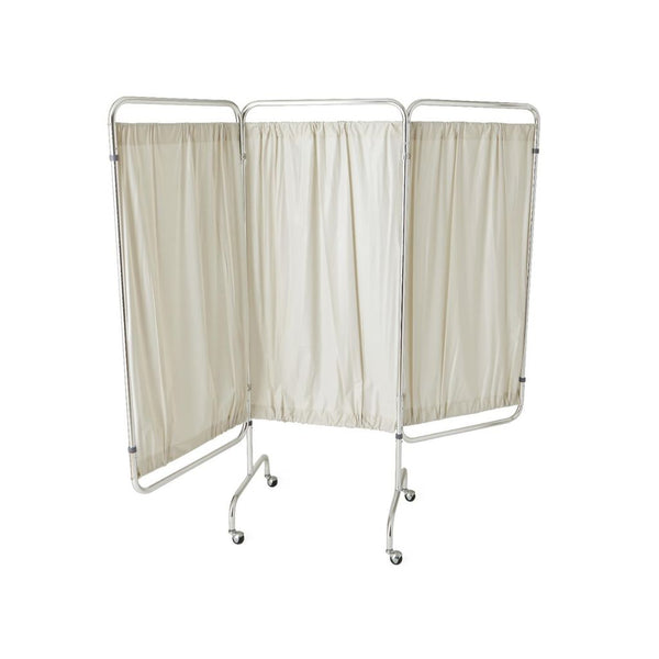 Medline 3-Panel Vinyl Privacy Screen, Flame-Retardant, with Casters