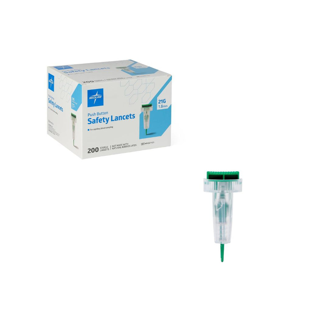 Medline Push-Button Safety Lancet, 21 G, 1.8 mm