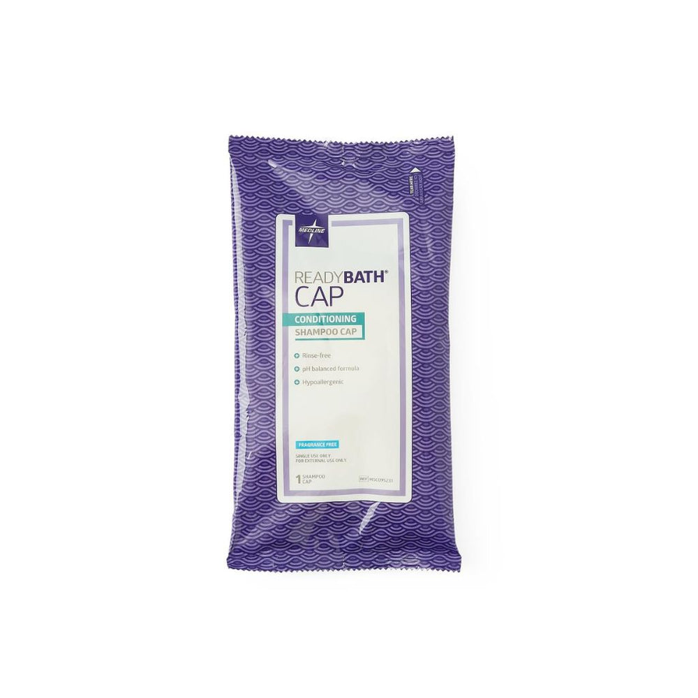 Medline no-rinse shampoo cap, fragrance-free, single-use packet