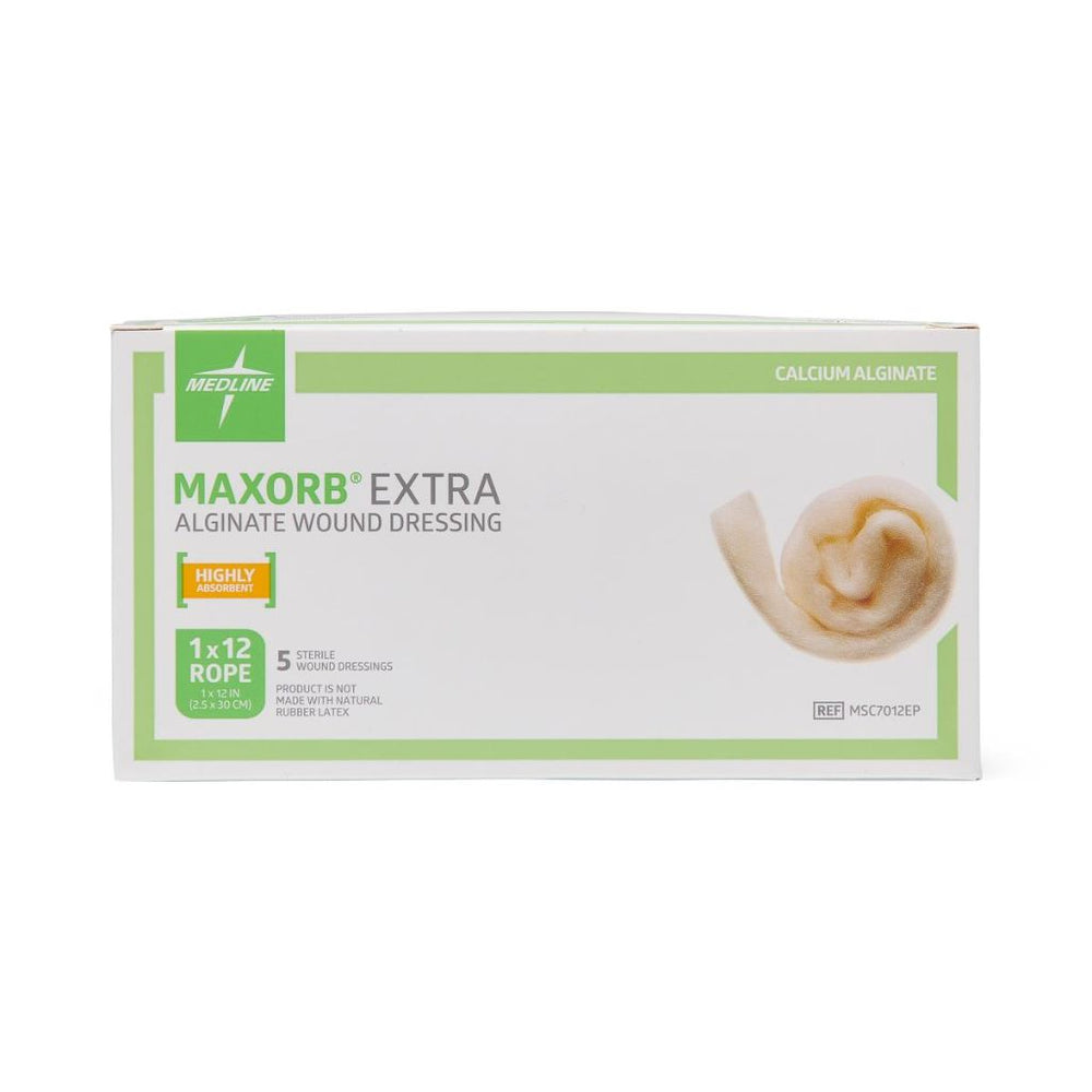 Medline Maxorb Extra Calcium Alginate Rope Dressing, 1 in x 12 in