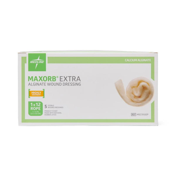 Medline Maxorb Extra Calcium Alginate Rope Dressing, 1 in x 12 in
