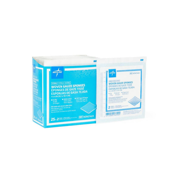 Woven Sterile Gauze Sponges, Sterile, 12 Ply, 4 X 4In