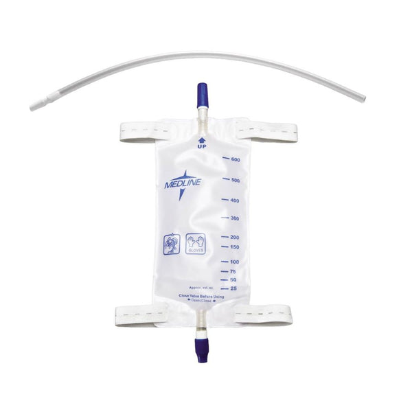 URINARY LEG DRAINAGE BAG WITH ELASTIC STRAP, 18" EXTENSION TUBING, MEDIUM, 20OZ