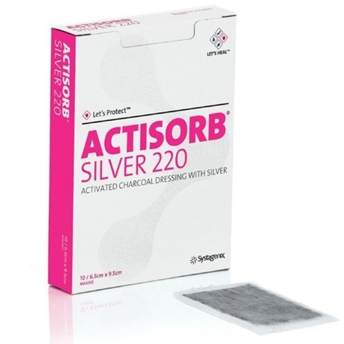 Actisorb Silver 220 Activated Charcoal Dressing With Silver 6.5Cm X 9.5CmJohnson & Johnson Systagenix