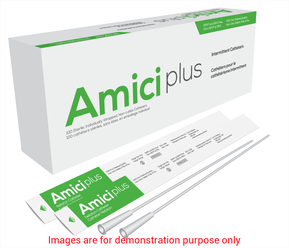 Amici Plus Male Intermittent Catheters, Size 12Fr 16InAMICI Catheters