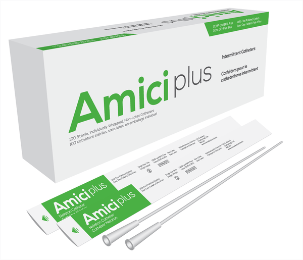 Amici Plus Male Intermittent Catheters, Size 12Fr 16InAMICI Catheters