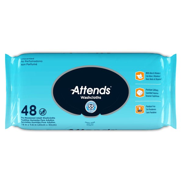 Attends Unscented Washcloths 48CtAttends