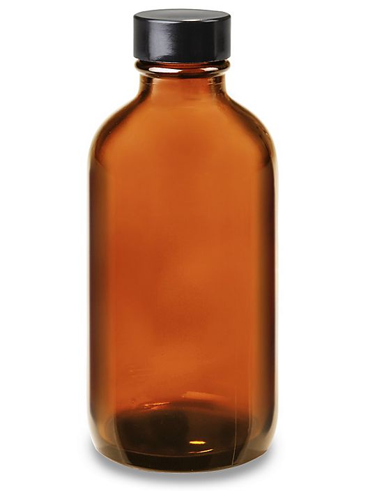Boston Round Glass Amber Bottles, 4OzULINE