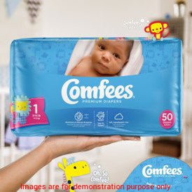 Comfees Baby Diapers, Size 1, 50 Count (X4)Attends