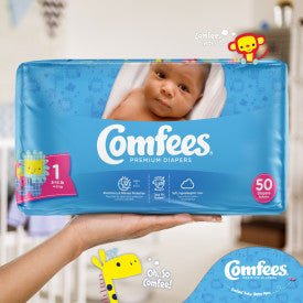 Comfees Baby Diapers, Size 1, 50 Count (X4)Attends