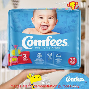Comfees Baby Diapers, Size 3, 36 Count (X4)Attends