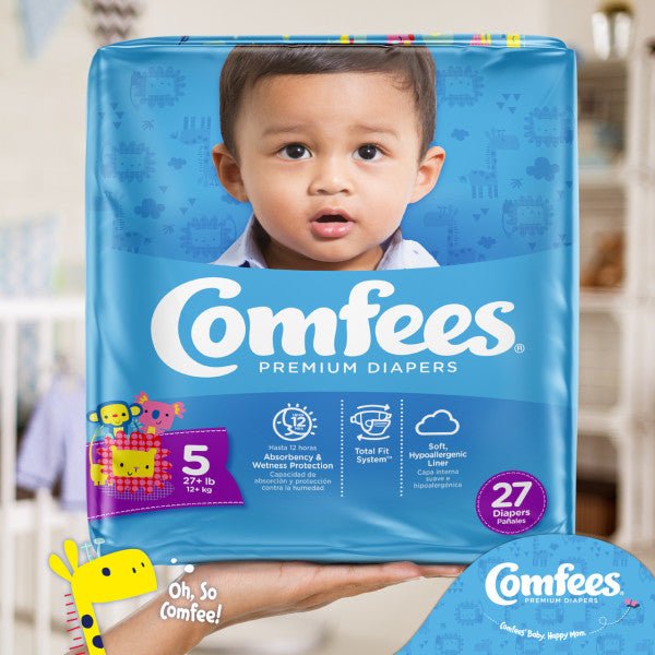 Comfees Baby Diapers, Size 5, 27 Count (X4)Attends
