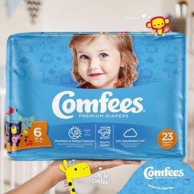 Comfees Baby Diapers, Size 6, 23 Count (X4)Attends