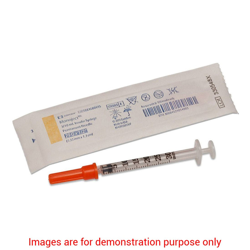 (Cs/3)Monoject Insulin Syringe With Permanent Needle 29G X 1/2' , 1/2MlCovidien / Medtronic