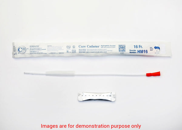 Cure Intermittent Male Cath 16" Stright Tip ,Hydrophilic 16FrCure Medical