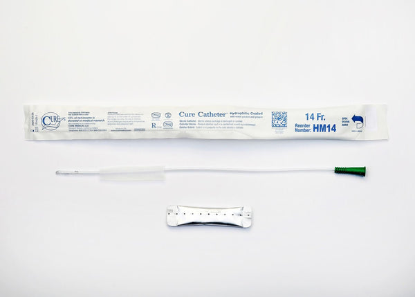 Cure Intermittent Male Cath 16",Straight Tip ,Hydrophilic 14FrCure Medical