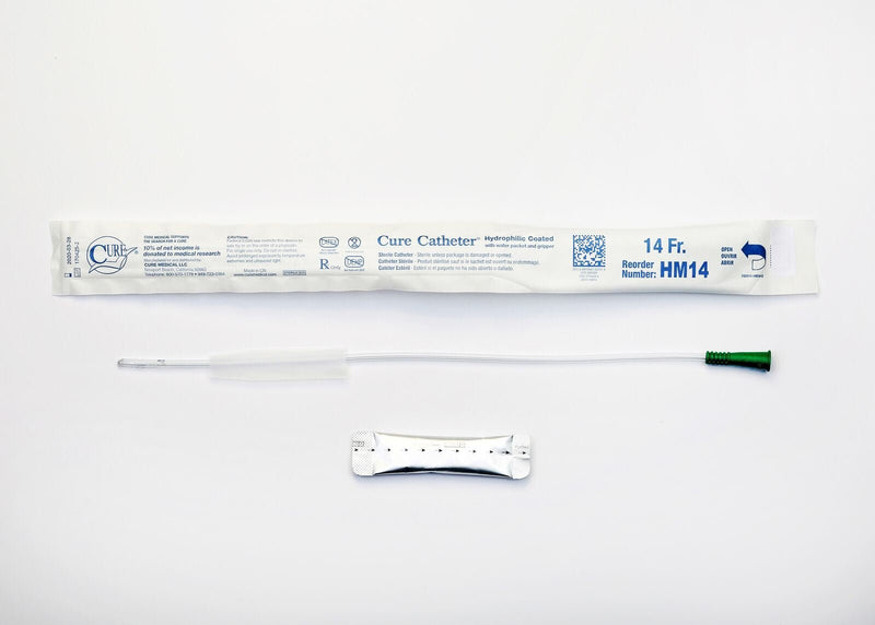 Cure Intermittent Male Cath 16",Straight Tip ,Hydrophilic 14FrCure Medical