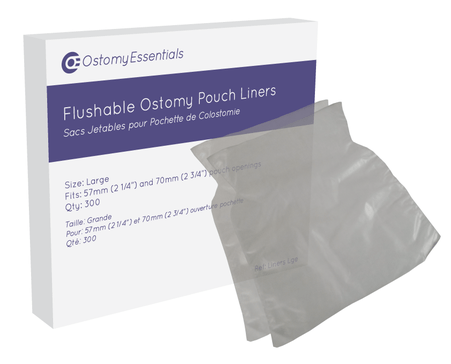 Flushable Pouch Liners, Openings 57Mm & Up Size 17Cm X 20Cm, LargeOntario Ostomy Supply