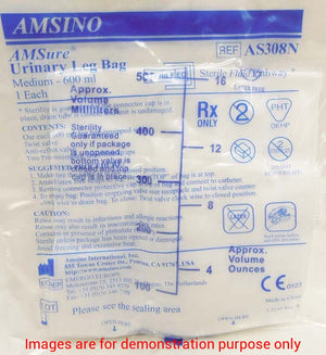 Leg Bag Medium 600Ml With Leg Straps And Twist Type Drainage Valve Latex-FreeAmsino