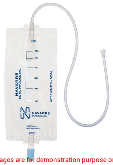 Navarre Drainage Bag, 600Ml, Elastic Belt, 24" Tube With Luer LockBard