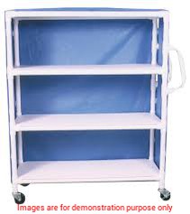 Pvc Three Shelf Linen Cart, Blue.Medline