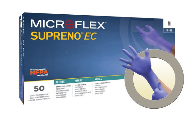 SUPRENO EC NITRILE GLOVES VIOLET 2X - LARGE 5.5MIL, EXTENDED CUFF 11.6"Ansell