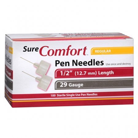 Sure Comfort Pen Needles, 29G, 1/2In (12Mm) Regular, Bx/100Allison Medical