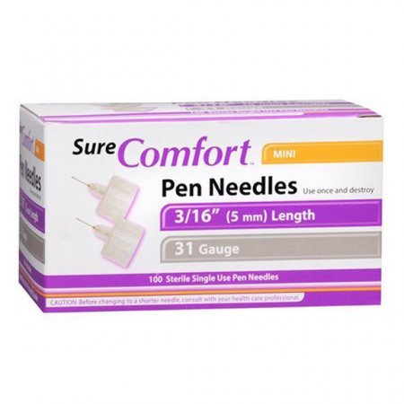 Sure Comfort Pen Needles, 31G, 3/16In (5Mm) Mini, Bx/100Allison Medical
