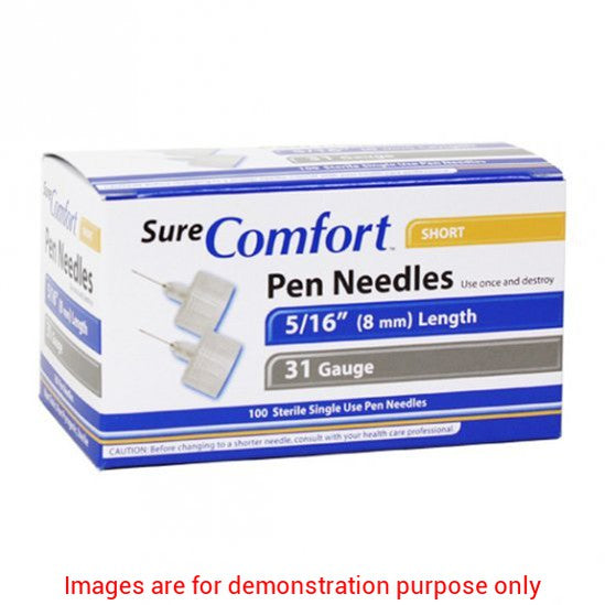 Sure Comfort Pen Needles, 31G, 5/16In (8Mm) Short, Bx/100Allison Medical