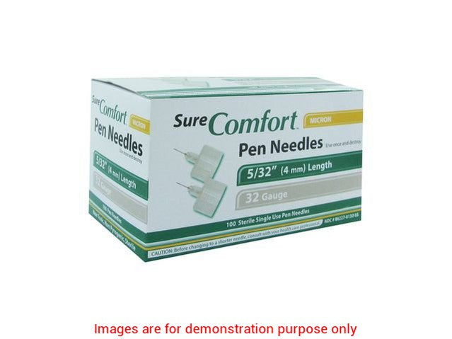 Sure Comfort Pen Needles, 32G, 5/32In (4Mm) Mini, Bx/100Allison Medical