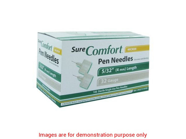 Sure Comfort Pen Needles, 32G, 5/32In (4Mm) Mini, Bx/100Allison Medical